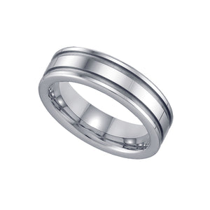 Tungsten Two Groove Mens Comfort-fit 6mm Size-7 Wedding Band