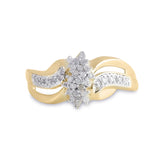 10kt Yellow Gold Womens Round Diamond Cluster Ring 1/5 Cttw