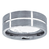 Tungsten Brushed Finish Notched Mens Comfort-fit 8mm Size-8 Wedding Band