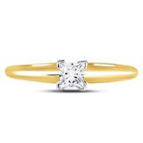 14kt Yellow Gold Womens Princess Diamond Solitaire Bridal Wedding Engagement Ring 1/3 Cttw