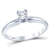 14kt White Gold Womens Princess Diamond Solitaire Bridal Wedding Engagement Ring 1/3 Cttw