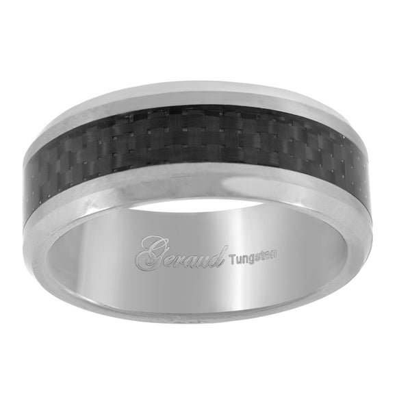 Tungsten Black Carbon Fiber Inlay Comfort-fit 8mm Size-7 Wedding Band