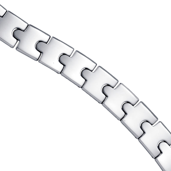 Tungsten Mens Polished Link Bracelet 13mm Size 8.5 Inches