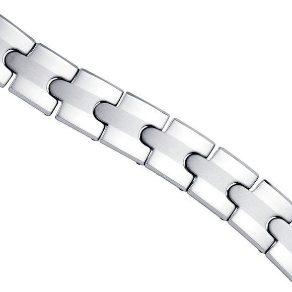 Tungsten Mens Polished Link Bracelet 13mm Size 8.5 Inches