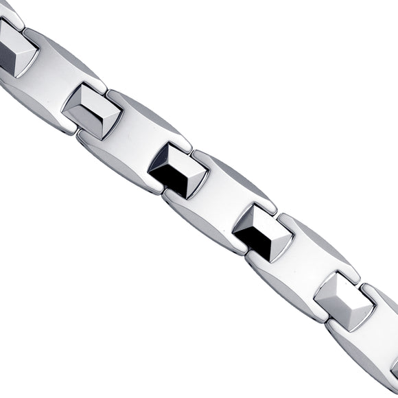 Tungsten Mens Polished Link Bracelet 13mm Size 8.5 Inches