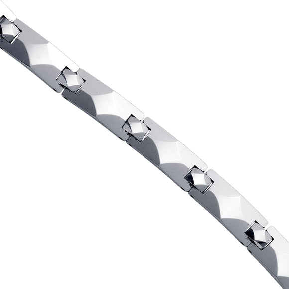 Tungsten Mens Polished Fancy Bracelet 7mm Size 8.5 Inches