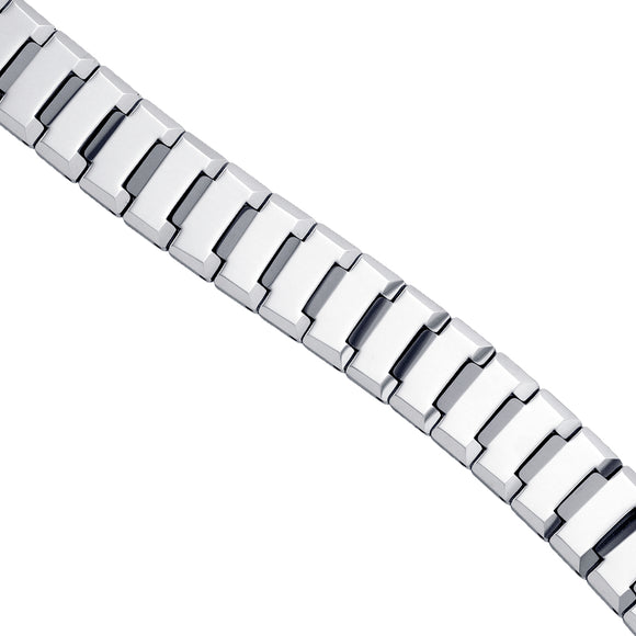Tungsten Mens Polished Link Bracelet 7mm Size 8.5 Inches
