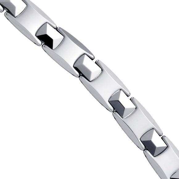 Tungsten Mens Polished Link Bracelet 7mm Size 8.5 Inches