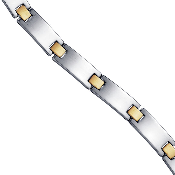 Tungsten Two Tone Mens Polished Fashion Bracelet 7mm Size 8.5 Inches