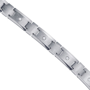 Tungsten Mens Polished & Brushed CZ Cubic Zirconia Fancy Bracelet 12mm Size 8.5 Inches