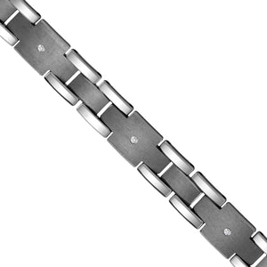 Tungsten Mens Polished And Brushed CZ Cubic Zirconia Fashion Bracelet 16mm Size 8.5 Inches