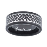Tungsten Two-tone Laser Itched Geometiic Design Mens Comfort-fit 8mm Size-12 Wedding Band