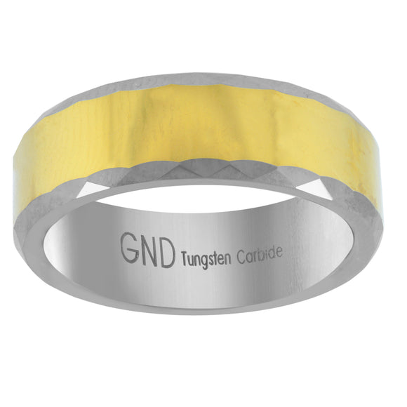 Tungsten Two-tone Multi-Facet Edges Mens Comfort-fit 8mm Size-8 Wedding Band