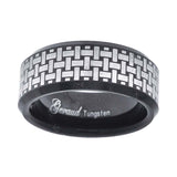 Tungsten Black Polished Laser Itched Mens Comfort-fit 8mm Size-8 Wedding Band