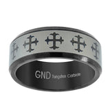 Tungsten Black & White Celtic Cross Laser Itched Mens Comfort-fit 8mm Size-12 Wedding Band