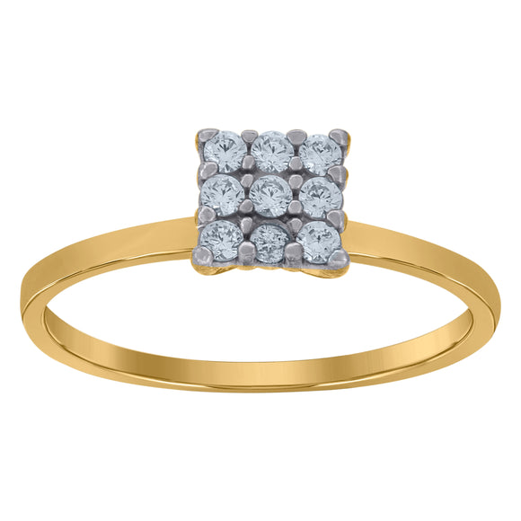 10kt Two-tone Gold Womens Cubic Zirconia Square Head Engagement Ring
