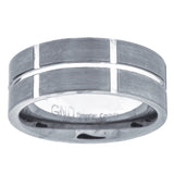 Tungsten Brushed Finish Notched Mens Comfort-fit 8mm Size-12.5 Wedding Band