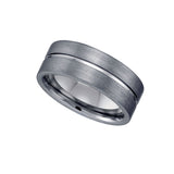 Tungsten Brushed Center Grooved Mens Comfort-fit 8mm Size-7.5 Wedding Band  