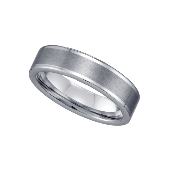 Tungsten Brushed Center Plain Mens Comfort-fit 6mm Size-7 Wedding Band