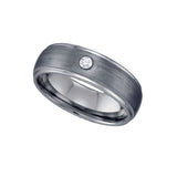 Tungsten Center Brushed with CZ Mens Comfort-fit 7mm Size-13 Wedding Band