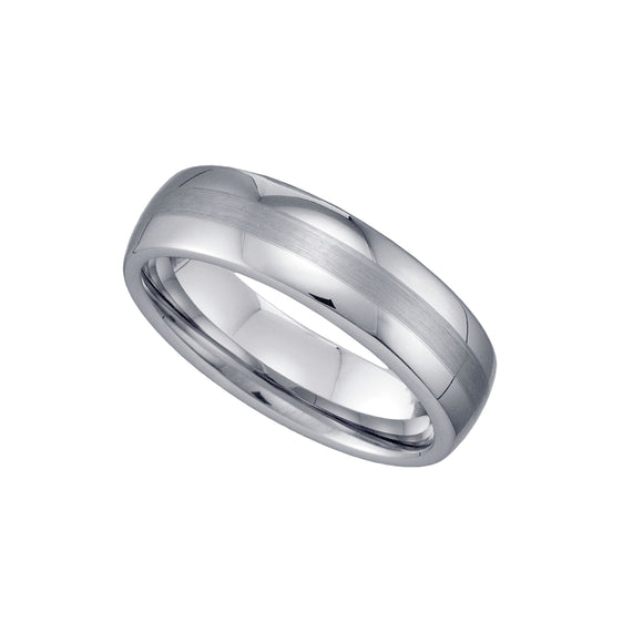 Tungsten Brushed Center Dome Mens Comfort-fit 6mm Size-7 Wedding Band