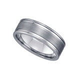 Tungsten Brushed Center With Grooves Mens Comfort-fit 8mm Size-13.5 Wedding Band