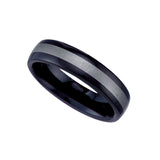Tungsten Black w/Silver-tone Stripe Mens Comfort-fit 6mm Size-7.5 Wedding Band