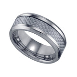 Tungsten Grey Carbon Fiber Inlay Comfort-fit 8mm Size-7.5 Wedding Band