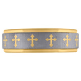 Tungsten Two-tone Polished Grooved Comfort-fit 8mm Size-8.5 Wedding Band