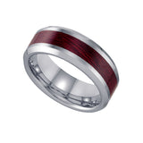 Tungsten Red Wood Inlay Mens Comfort-fit 6 mm Size-13 Wedding Band