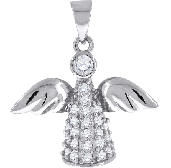 925 Sterling Silver Womens Cubic Zirconia Religious Angel Charm Pendant