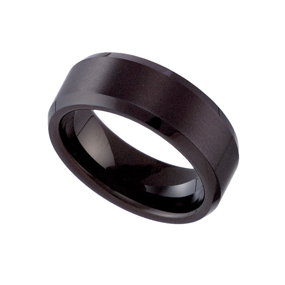 Tungsten Black Mens Brushed Comfort-fit 8mm Size-7 Wedding Band  