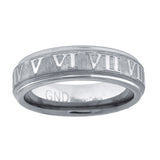 Tungsten Brushed Center Roman Numbers Engraved Mens Comfort-fit 6mm Size-7 Wedding Band