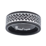 Tungsten Two-tone Laser Itched Geometiic Design Mens Comfort-fit 8mm Size-8.5 Wedding Band