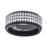 Tungsten Black Polished Laser Itched Mens Comfort-fit 8mm Size-14 Wedding Band