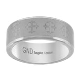 Tungsten Brushed Center Laser Itched Celtic Cross Mens Comfort-fit 8mm Size-9.5 Wedding Band
