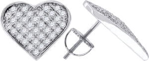 925 Sterling Silver Womens Cubic Zirconia Heart Stud Earrings