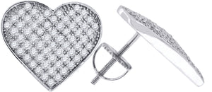 925 Sterling Silver Womens Cubic Zirconia Heart Stud Earrings
