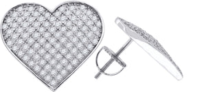 925 Sterling Silver Womens Cubic Zirconia Heart Stud Earrings