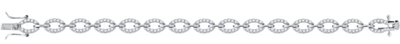 925 Sterling Silver Women Micropave Cubic Zirconia Oval Link Bracelet