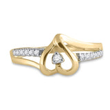 10kt Yellow Gold Womens Round Diamond Heart Ring 1/8 Cttw