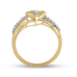 10kt Yellow Gold Womens Round Diamond Heart Ring 1/8 Cttw