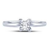 14kt White Gold Womens Princess Diamond Solitaire Bridal Wedding Engagement Ring 3/8 Cttw