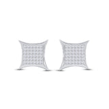14kt White Gold Womens Princess Diamond Square Kite Stud Earrings 1/2 Cttw