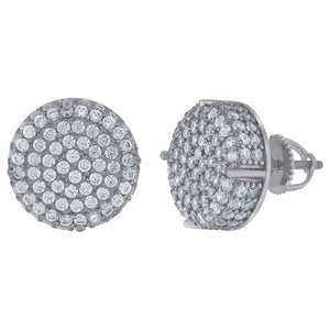 925 Sterling Silver Womens Cubic Zirconia Round Stud Earrings
