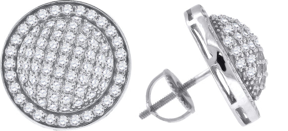 925 Sterling Silver Womens Cubic Zirconia Round Stud Earrings