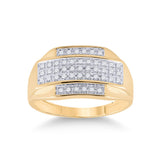10kt Yellow Gold Mens Round Diamond Rectangle Cluster Ring 1/3 Cttw