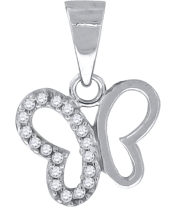 925 Sterling Silver Womens Cubic Zirconia Butterfly Charm Pendant
