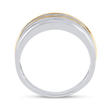 14kt White Two-tone Gold Mens Round Channel-set Diamond Wedding Band 1/4 Cttw