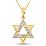 10kt Yellow Gold Womens Round Diamond Star Magen David Jewish Pendant 1/10 Cttw